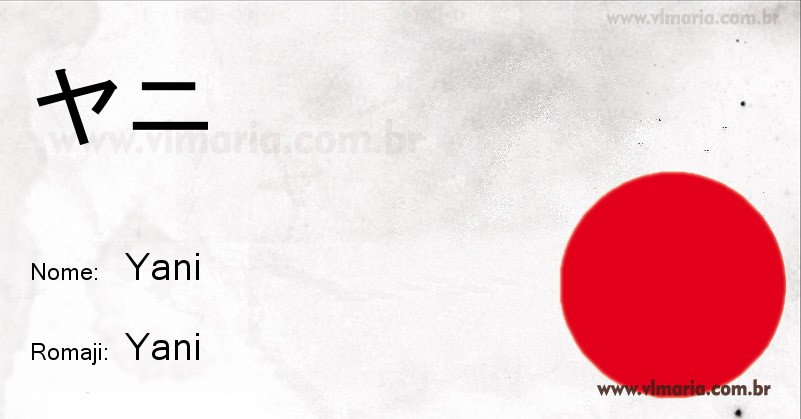 Nome YANI em japonês